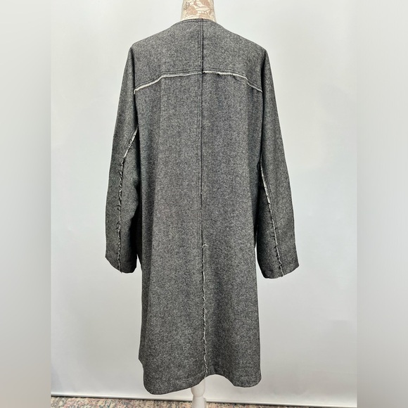 FREE PEOPLE Gray black wool blend with orange detail duster cardigan size M - Picture 8 of 14
